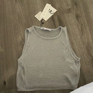 Zara Silver Crop Top